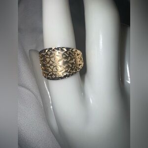 Vintage Sterling w/Goldwash Filigree Band Ring, size 8